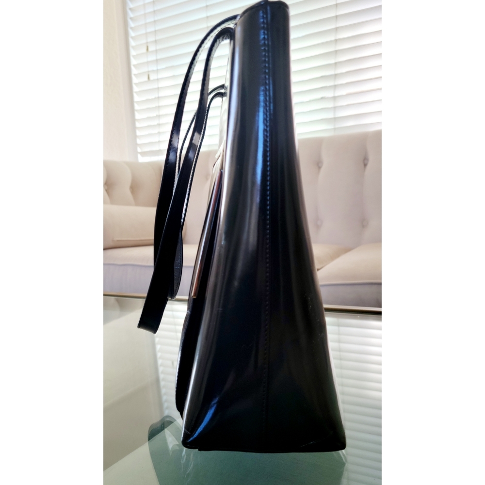 Gucci Vintage Graphite Enamel W/ Chrome Accented Tote Bag - Picture 8 of 11